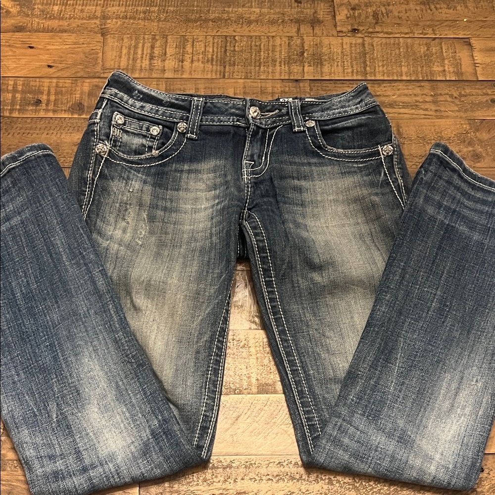 Miss Me Boot Cut Jeans in Faded Blue
